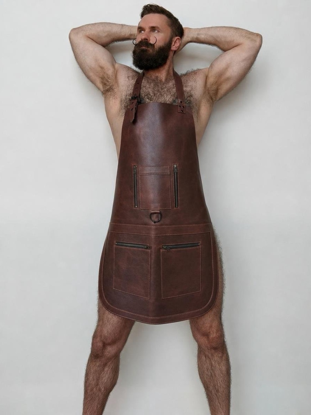 Premium Brown Leather Barber Apron for Men